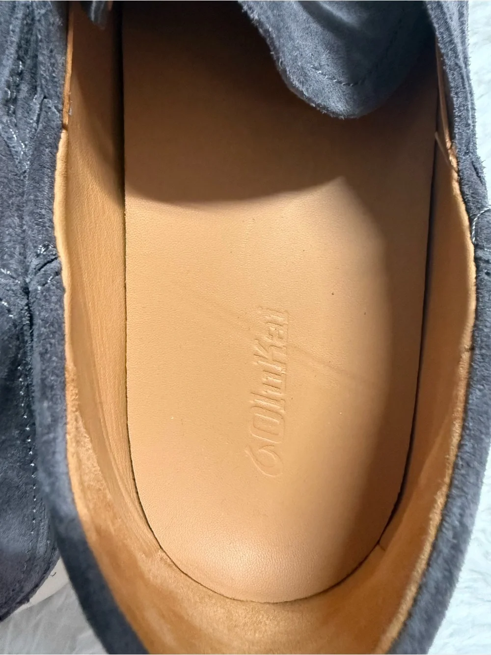OluKai Ka’a Driver Men’s Size 14 Gray Suede Leather Moccasin Shoes